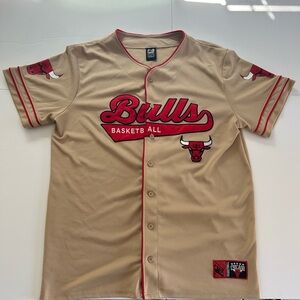 Bulls Tan and Red Basketball Jersey